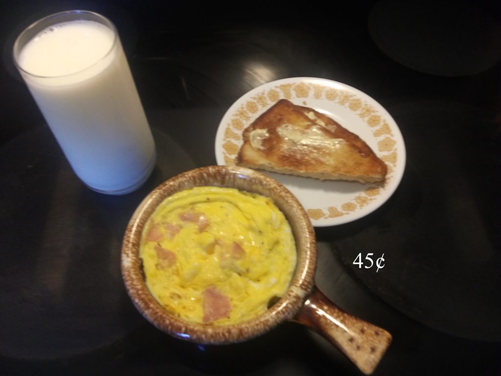 Egg, cheese and ham souflee