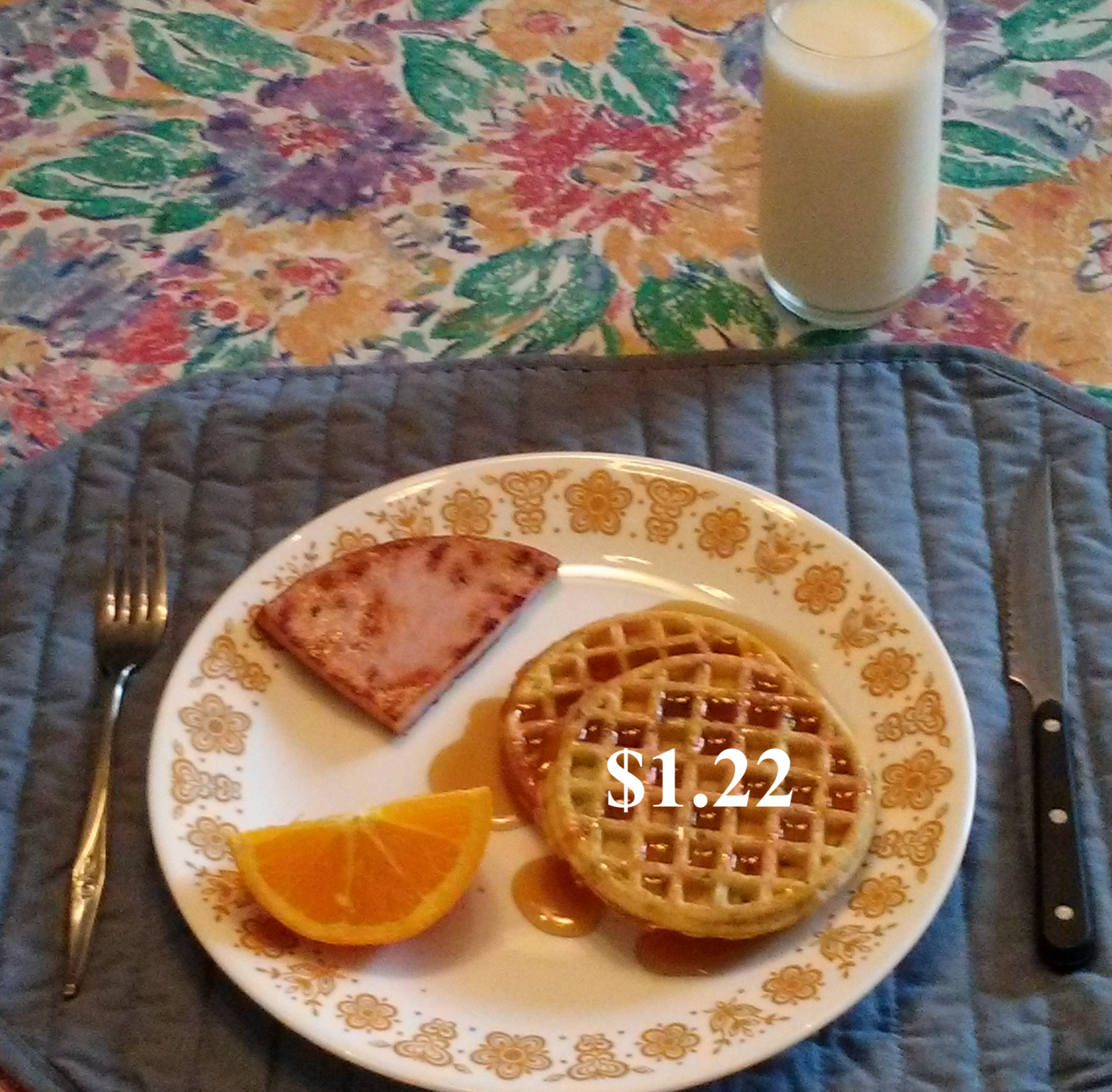 waffles ham and milk